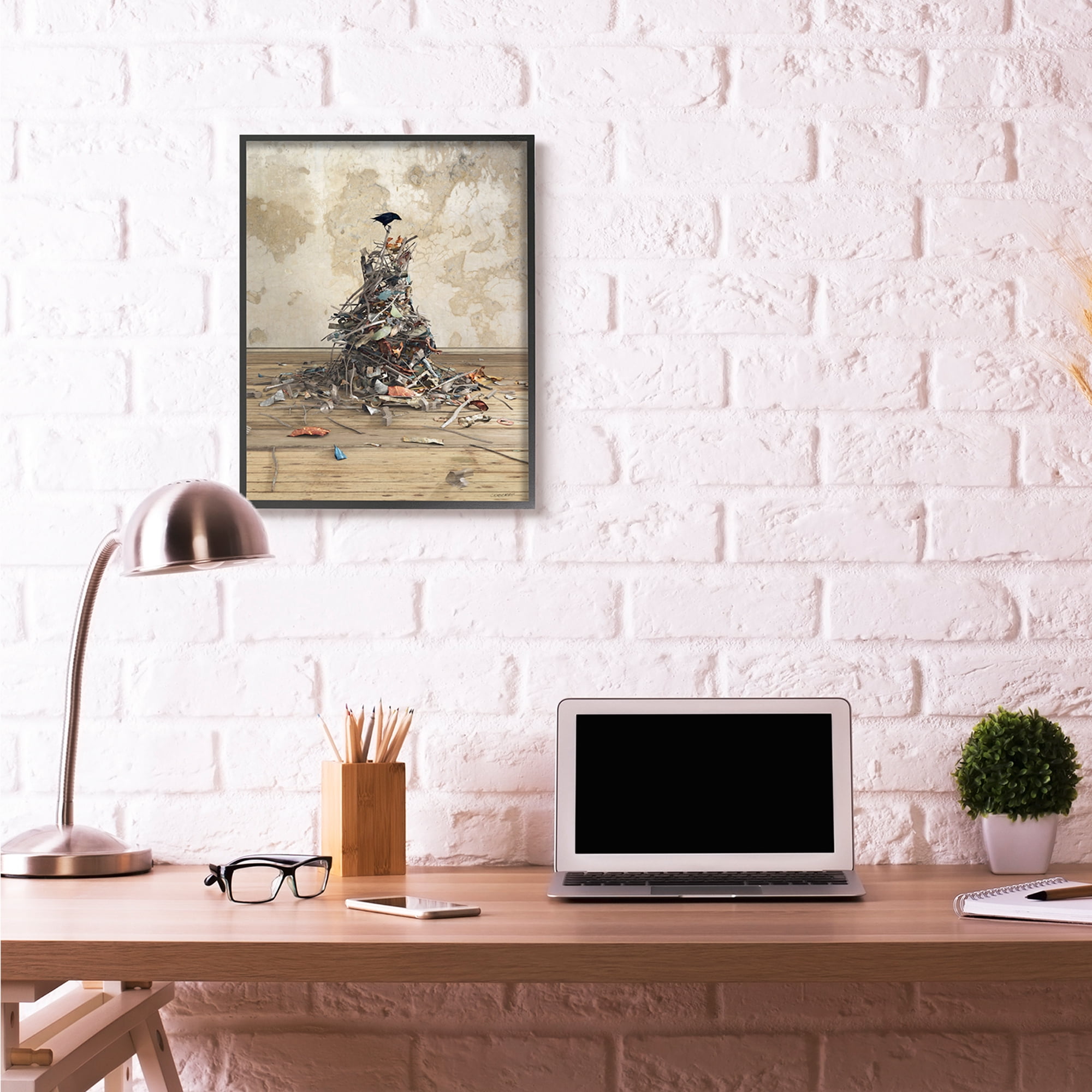 Stupell Industries A Crows Collection Animal Bird Design Graphic Art Black Framed Art Print Wall Art, 24x30, by Cynthia Decker