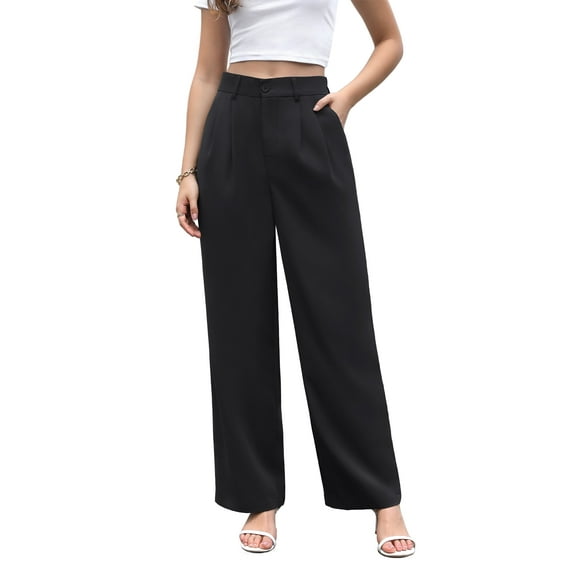 UVPLove Women's Loose Wide Leg Business Pants, Size L, 100% Polyester Material