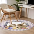 thumbnail image 4 of Easter Bunny Round Area Rug 3.3Ft Washable Circle Rugs for Dining Room Table, Spring Easter Eggs Chick Floral Purple Check Non-Slip Carpet Floor Mats Indoor Outdoor Carpet Runner Aesthetic Home Decor, 4 of 8