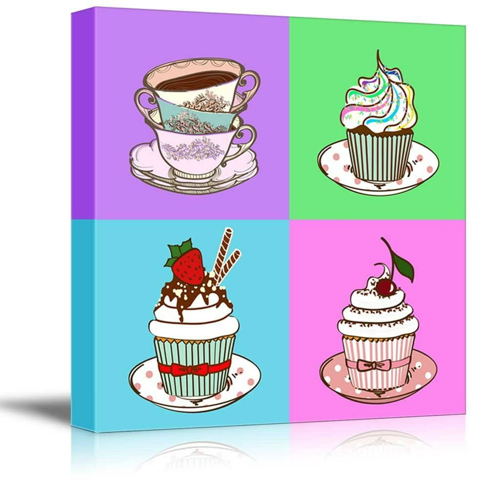 Wall26 Canvas Wall Art Multi Color Pop Art With Cupcakes Giclee