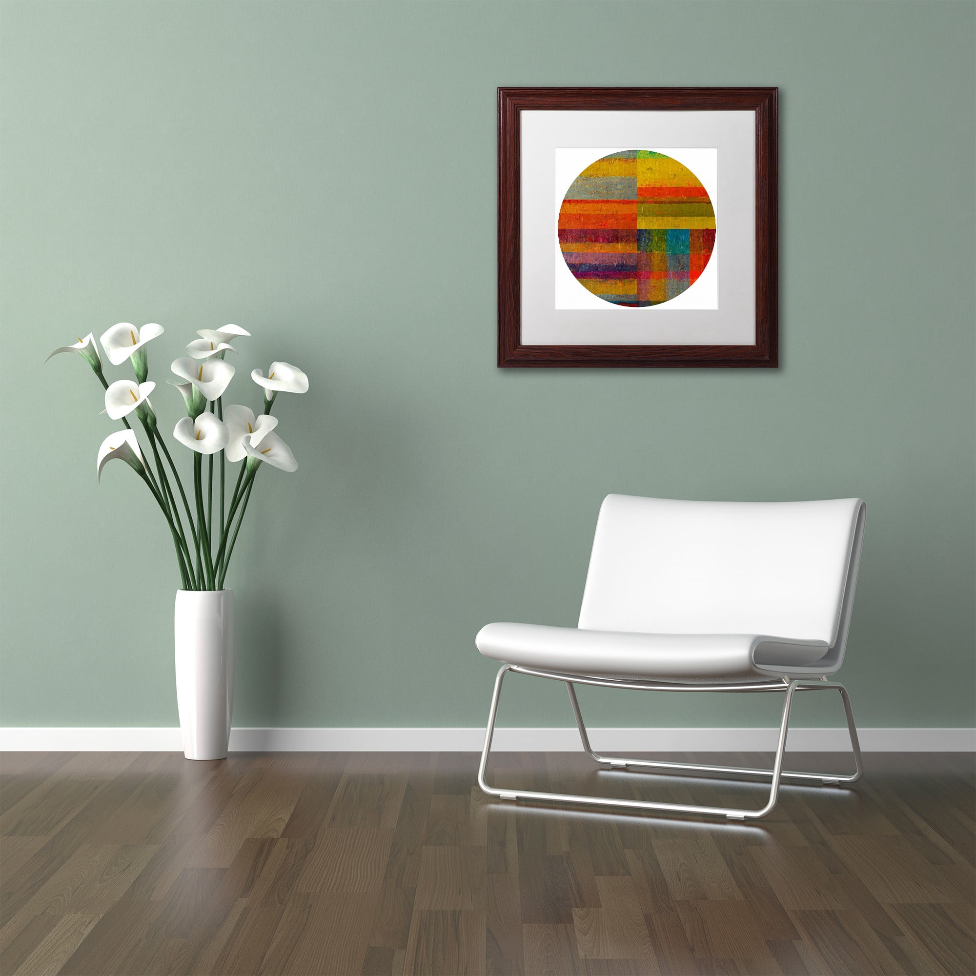 Trademark Fine Art "Round 4.0" Canvas Art by Michelle Calkins, White Matte, Wood Frame