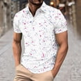 thumbnail image 2 of Men's Short Sleeve Tees Lapel Button Down Print Pullover Tops Summer Casual Stylish T Shirts Slim Fit (L, White), 2 of 5