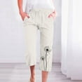 thumbnail image 2 of XuJwPNcy Capri Pants for Women Summer Casual Drawstring Waisted Straight Leg Trousers Printed Cropped Pants with Pockets, 2 of 4