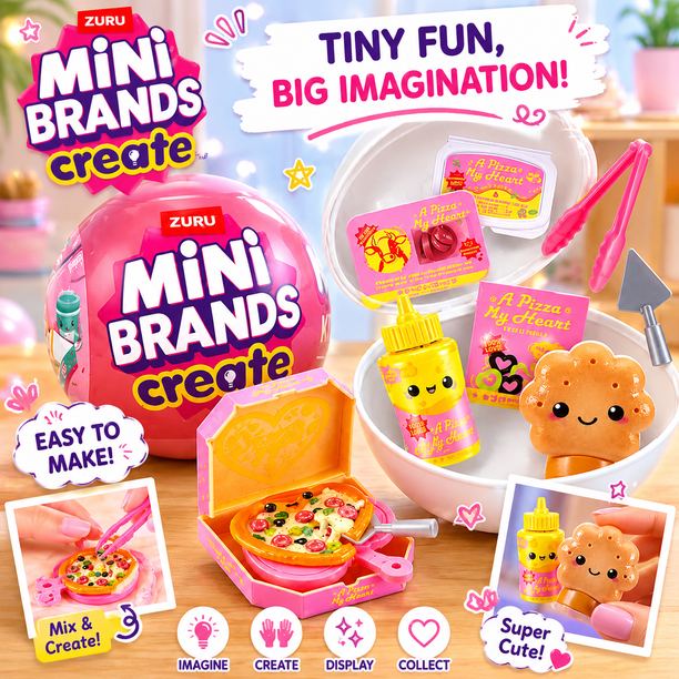 ZURU Mini Brands Kawaii Series 2 Cápsula Sorpresa – Mini Coleccionables Kawaii con Slime, Bolsa de Compras y Guía del Coleccionista