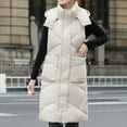 thumbnail image 5 of Gamivast Long Quilted Vest Women with Detachable Hooded Plus Size Stand Collar Sleeveless Padded Jackets Winter Trendy Zip up Coats with Pockets Warm Button Down Outerwear, 5 of 6
