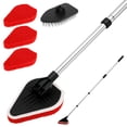 thumbnail image 2 of Scrub Cleaning Brush Set 2 in 1 Shower Cleaning Brush with Long Handle Extendable Multifunctional Tub Tile Scrubber Brush Triangle Cleaning Brush with Long Handle for Bathroom Bathtub Kitchen, 2 of 11
