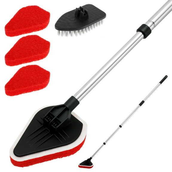 Adifare 6PCS Shower Cleaning Brush,2 in 1 Tub and Tile Bathtub Scrubber with Long Handle Extendable Multifunctional Triangle Scrub Cleaning Brush for Bathroom Kitchen