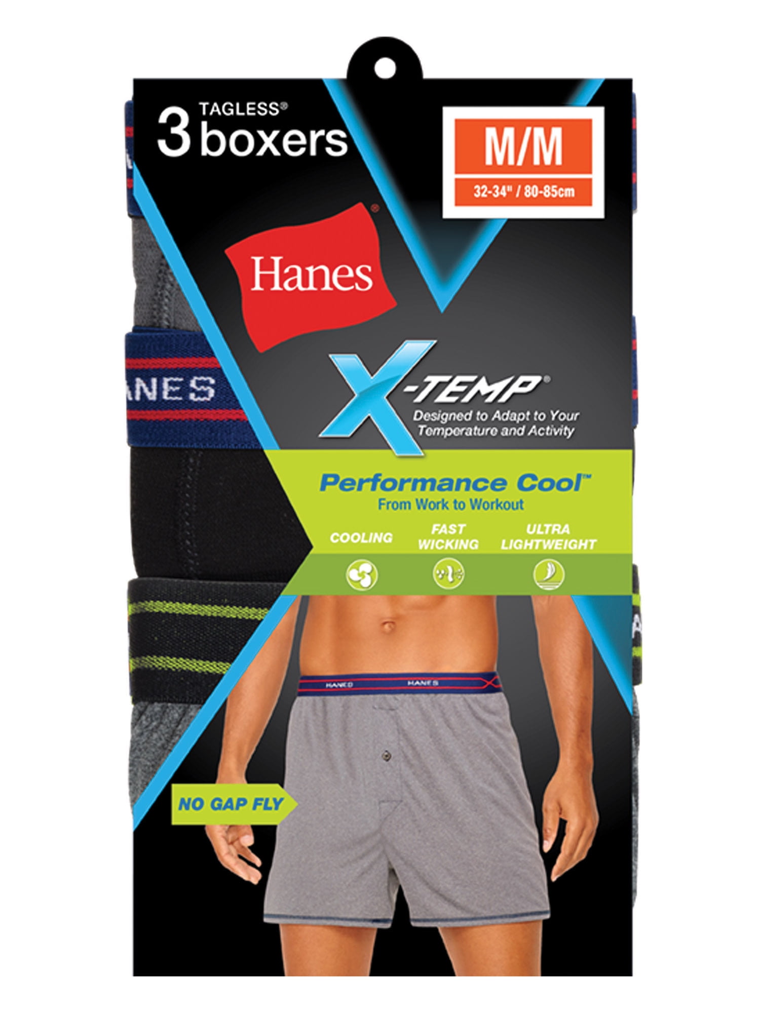 Men's XTemp Performance Cool Boxers, 3 Pack Colors May Vary