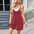 thumbnail image 7 of Womens Casual Rompers Sleeveless Crew Neck Spaghetti Strap Wide Leg Shorts Jumpsuits Overalls With Pockets, 7 of 7