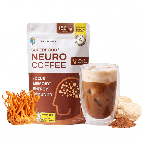 NeuroCoffee Mushroom Coffee Drink, Alpha-GPC, Daily Focus