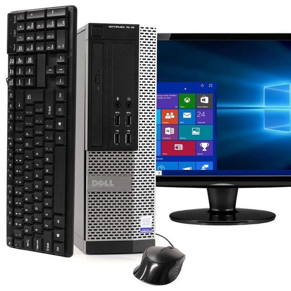 Pre-Owned DELL Optiplex 7020 Desktop Computer PC, Intel Quad-Core i7, 1TB HDD, 16GB DDR3 RAM, Windows 10 Pro, DVD, WIFI, 22in Monitor, USB Keyboard and Mouse (Used )