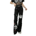 thumbnail image 5 of Gothic Black Punk Cargo Jeans for Women Wide Straight Leg Grunge Baggy Pants Aesthetic Trousers Y2k Streetwear with Pockets, 5 of 7