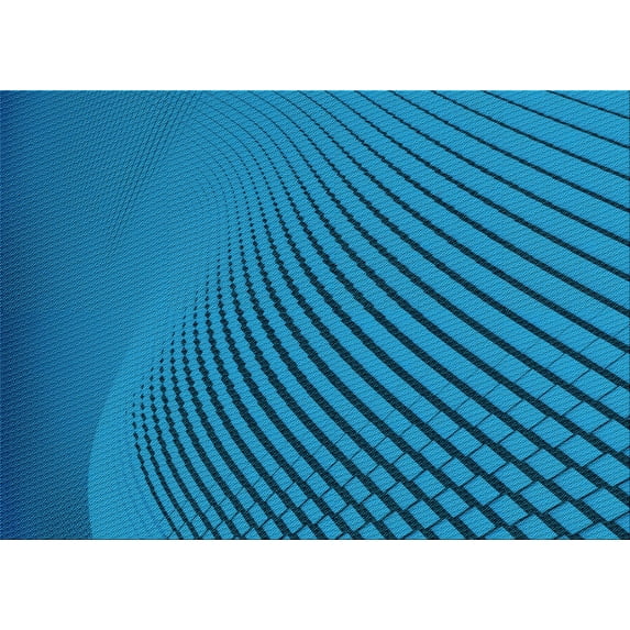 Ahgly Company Indoor Rectangle Patterned Blue Eyes Blue Area Rugs, 5' x 7'