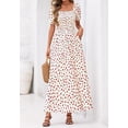 thumbnail image 6 of BTFBM Womens Spring Summer Dresses Square Neck Puff Short Sleeve Smocked Floral Boho Beach Wedding Guest Maxi Dress, 6 of 7