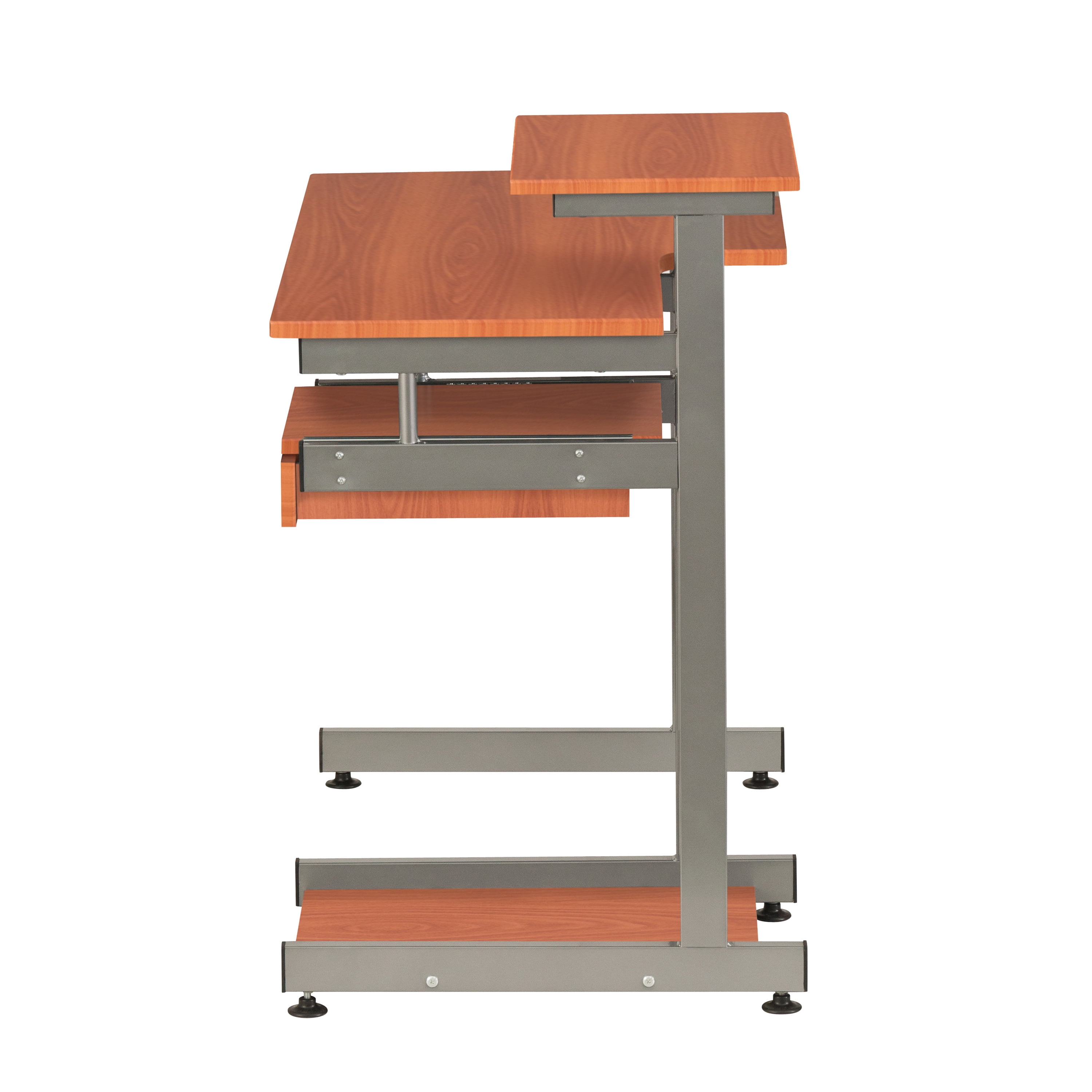 Woodgrain Complete Computer Workstation Desk, Moisture Resistant MDF Writing Table with Pullout Keyboard Tray, CPU Shelf & Storage Drawer, Scratch-Proof Steel Frame for Home Office