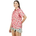 thumbnail image 3 of Stylore Womens Hawaiian Shirt Short Sleeve Blouse Funky Cherry Pink S, 3 of 7