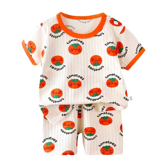 Cathalem Baby Toddler Girls Boys Unisex lightweight cool summer Viscose Snug Pjs Pajama Sleepwear Orange 12-18 Months