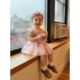 thumbnail image 4 of BemeyourBBs Baby Girls First Birthday Outfit 1st Birthday Party Dress Newborn Fairy Tulle Tutu Romper Dress Fly Sleeve Floral Embroidery Bodysuit Princess Party Cake Smash Dresses Headband, 4 of 9