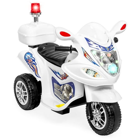 Best Choice Products 6V Kids Battery Powered Electric 3-Wheel Police Emergency Motorcycle Bike Ride-On Toy w/ LED Lights, Music, Horn, Storage  -  (Best Street Legal 250cc Dirt Bike)