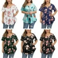 thumbnail image 3 of Plus Size Loose Top Women's Short-sleeved T-Shirts Dress Fashion Print Black/White/Green/Blue, 3 of 10