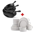 thumbnail image 1 of Combo de Vajilla de Gres Casa Litus de 16 Piezas para 4 Servicios y 3 Sartenes de Hierro Fundido Antiadherente, 1 of 7
