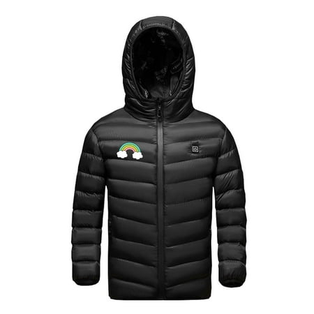 

DOSUKRAI Heated Puffer Jacket Kids Boys Girls Winter Zipped Puffer Heated Coats Rainbow Print USB Charging Waterproof 3 Heated Windproof Heated Flash Deals of the Day Black 6 Years