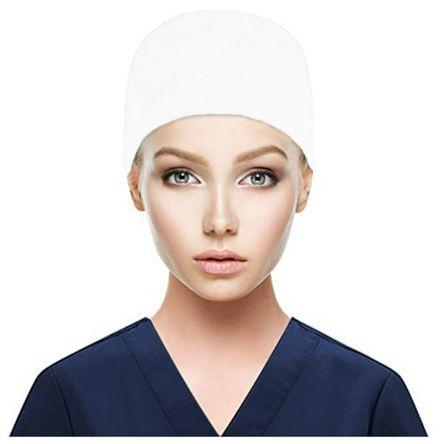 Scrub Cap With Buttons Bouffant Hat With Sweatband for Womens and Mens