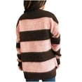 thumbnail image 4 of Tnhcen Women's Color Block Sweater Loose Fit Knit Top Striped Round Neck Pullover Soft Nylon Spandex Material Fall Winter Casual Wear S-L, 4 of 7