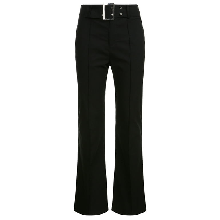 Indie Aesthetics E-Girl Vintage Trousers for Women Low Waist Flare Pants  Slim Fit Pockets Black Pants Cyber Y2K Streetwear 