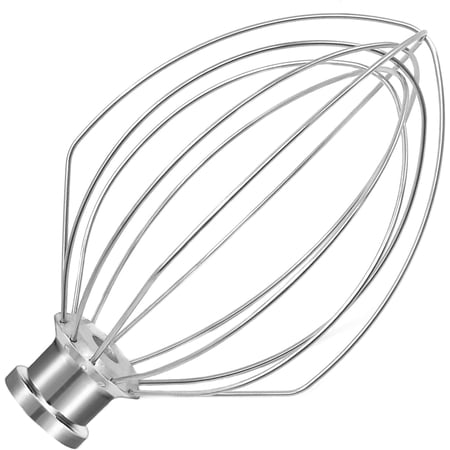 K5A Stainless Steel Whisk for KitchenAid 5 Qt Bowl-Lift Stand Mixer, 6 Wire Whip Compatible with K4/5, K5SS, KSM5, KG25, KF26, KP50, KSM6573, KSM6521 Heavy Duty, 18/8 Stainless Steel, Dishwasher Safe