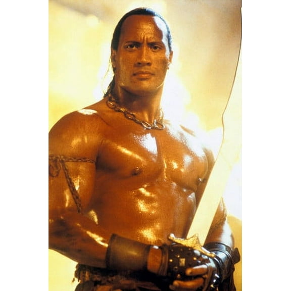 The Rock 24x36 Poster Dwayne Johnson with muscles bare chest and sword