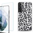 thumbnail image 1 of Slim-Fit Fashion Gel Phone Case for Samsung Galaxy S22+ 5G / S22 Plus 5G, with Tempered Glass Screen Protector, by OneToughShield ® - Cheetah B/W, 1 of 4