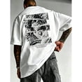 thumbnail image 3 of Men's David Statue Spliced Graphic T-Shirt Cotton White Short Sleeve Crewneck Oversized, 3 of 10