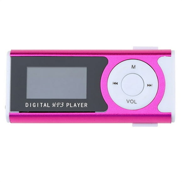 Portable Mini MP3 Music Player Metal MP3 Player with LCD Screen LED Light Support TF Memory Card MP3/WMA Audio Format Rose Red