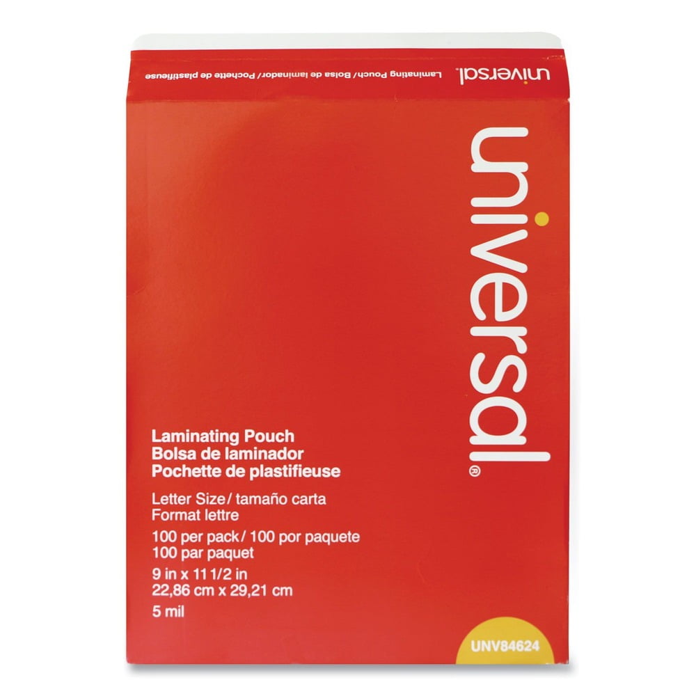 Universal UNV84624 9 in. x 11.5 in. 5 mil Laminating Pouches - Gloss Clear (100/Pack)