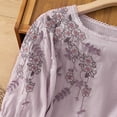 thumbnail image 7 of Generic Womens Cotton Linen Shirts Summer Crew Neck Short Sleeve Blouses Casual Boho Vintage Embroidery Loose Blouse, 7 of 7