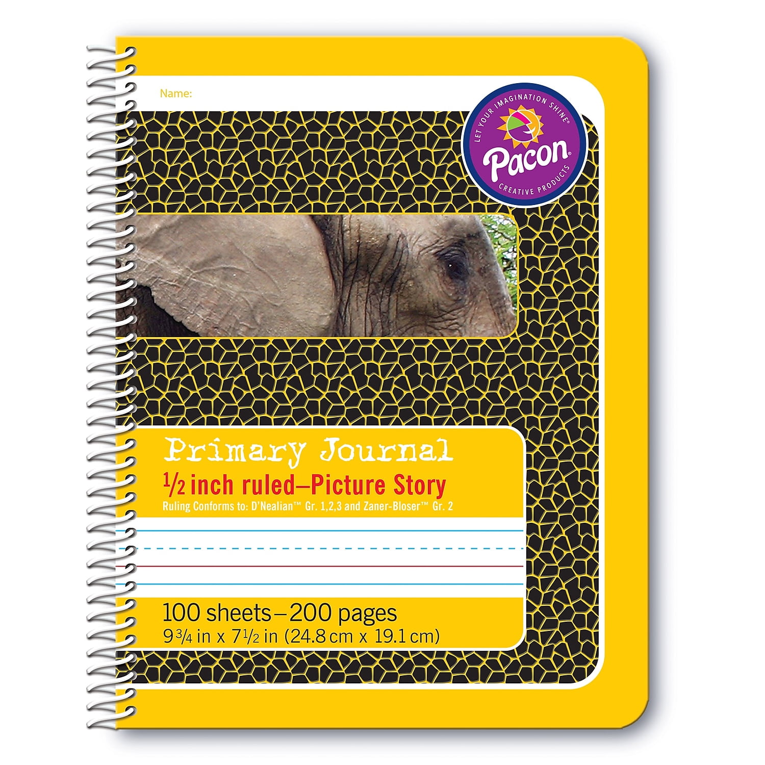 Pacon Primary Composition Book, Spiral Bound, D'Nealian/Zaner-Bloser, 1/2" x 1/4" x 1/4" Picture Story Ruled, 9-3/4" x 7-1/2", 100 Sheets, Pack of 6
