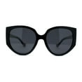 thumbnail image 2 of Polarized Womens Mod Oversized Flat Butterfly Fashion Sunglasses All Black, 2 of 4