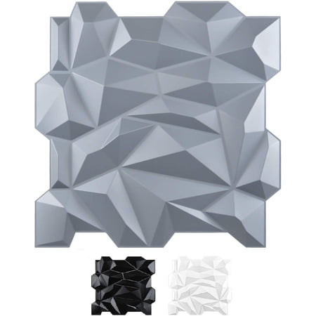 IGUOHAO PVC 3D Diamond Wall Panel Jagged Matching-Matt Silver, for ...