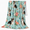thumbnail image 2 of Pembroke Welsh Corgi Floral Rosettes Tricolor Dog Lover, Playful Pet Portrait Pattern, Warm Flannel Blanket for Living Room and Reading Nook, Dog Lovers Friendship Gift, Pet Lover Home Decor, 2 of 9
