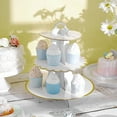 thumbnail image 2 of BalsaCircle 3 Tiers White Gold Trim 13" Cake Cupcake Stand Birthday Party Wedding Centerpieces Decorations, 2 of 8