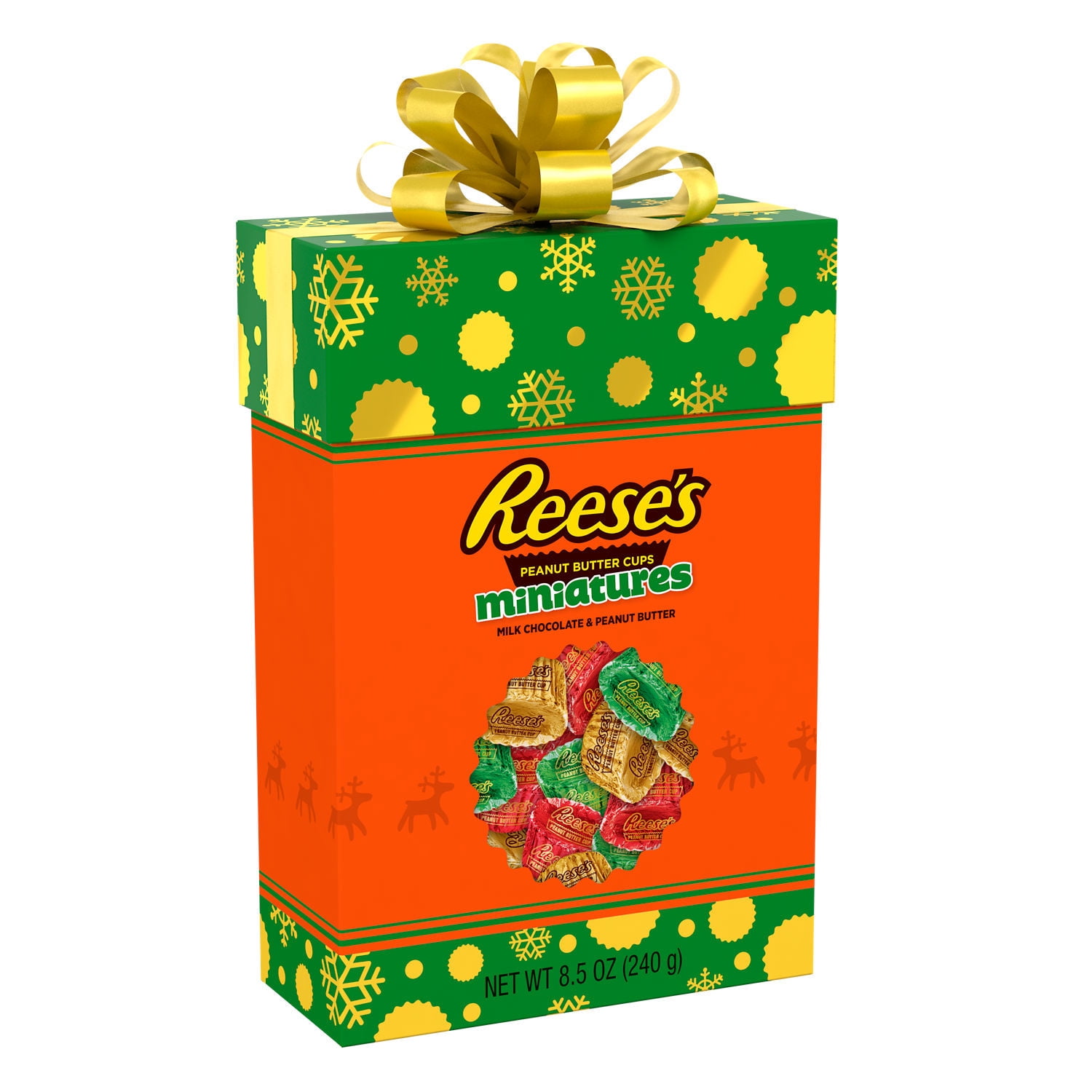 REESE'S, Miniatures Milk Chocolate Peanut Butter Cups Candy, Christmas, 8.5 oz, Gift Box