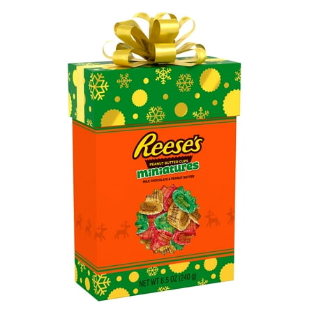 REESE'S, Miniatures Milk Chocolate Peanut Butter Cups Candy, Christmas, 8.5 oz, Gift Box