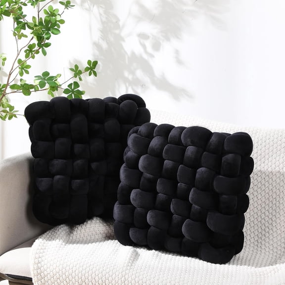Gfplyw 2-Pack Knotted Throw Pillows, 12'' X 13''Square Plush Soft Accent Pillows for Couch Home Office Living Room Bedroom Bed Sofa Decor