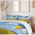 thumbnail image 6 of Ambesonne Hot Air Balloon Duvet Cover Set, Sunflower Fields, 2-Calking, Sky Blue Yellow, 6 of 7