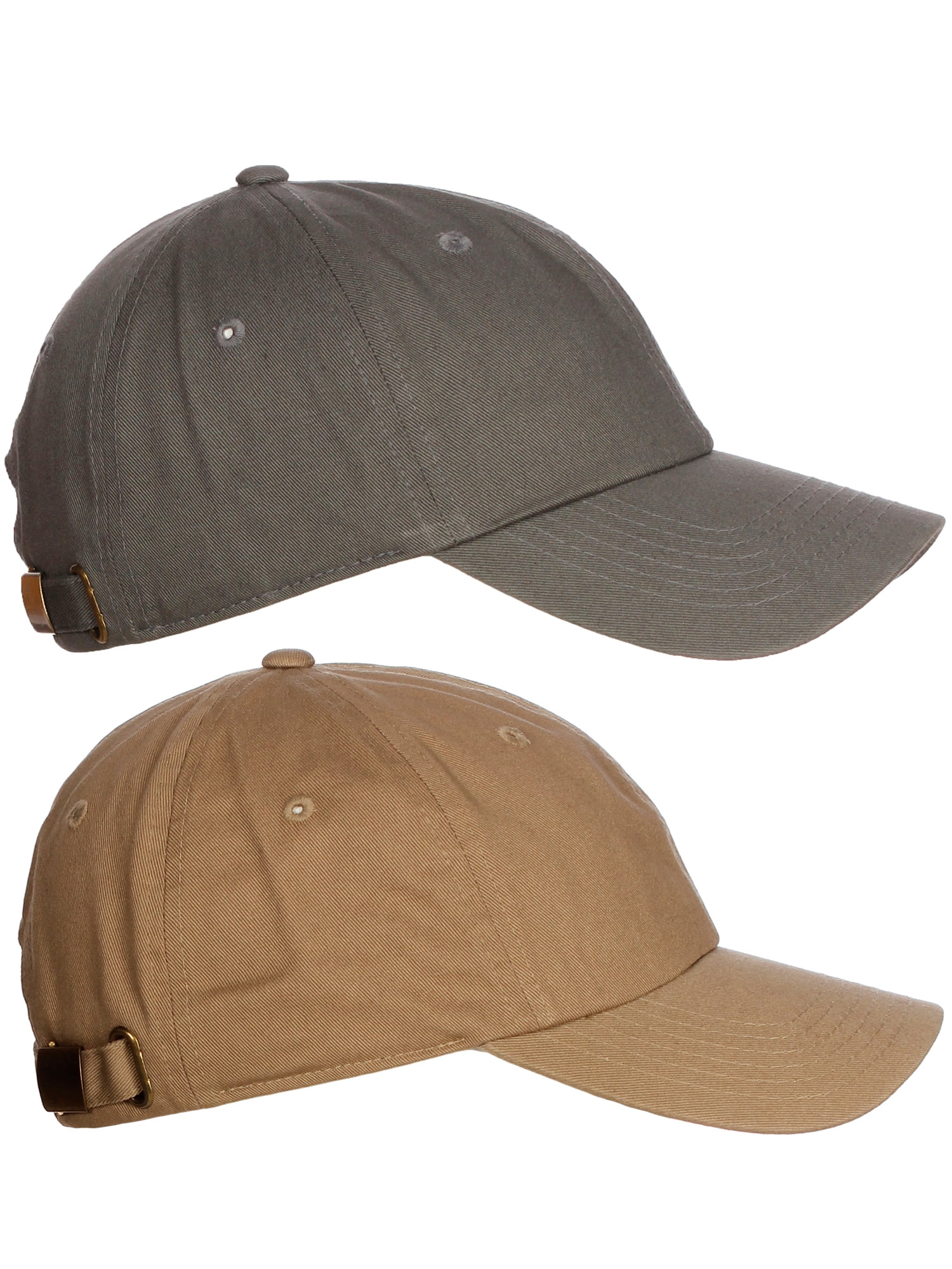 D&I Plain Dad Hat 100 Cotton Unstructured Hat Unisex Strap Cap 2Pk
