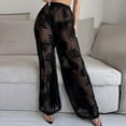 thumbnail image 4 of Swimsuit Coverup Jacquard Sunscreen Beach Pants Chiffon High Waist Wide Leg Pants Bikini Loose Casual Pants Black Swimsuit Cover Up, 4 of 4