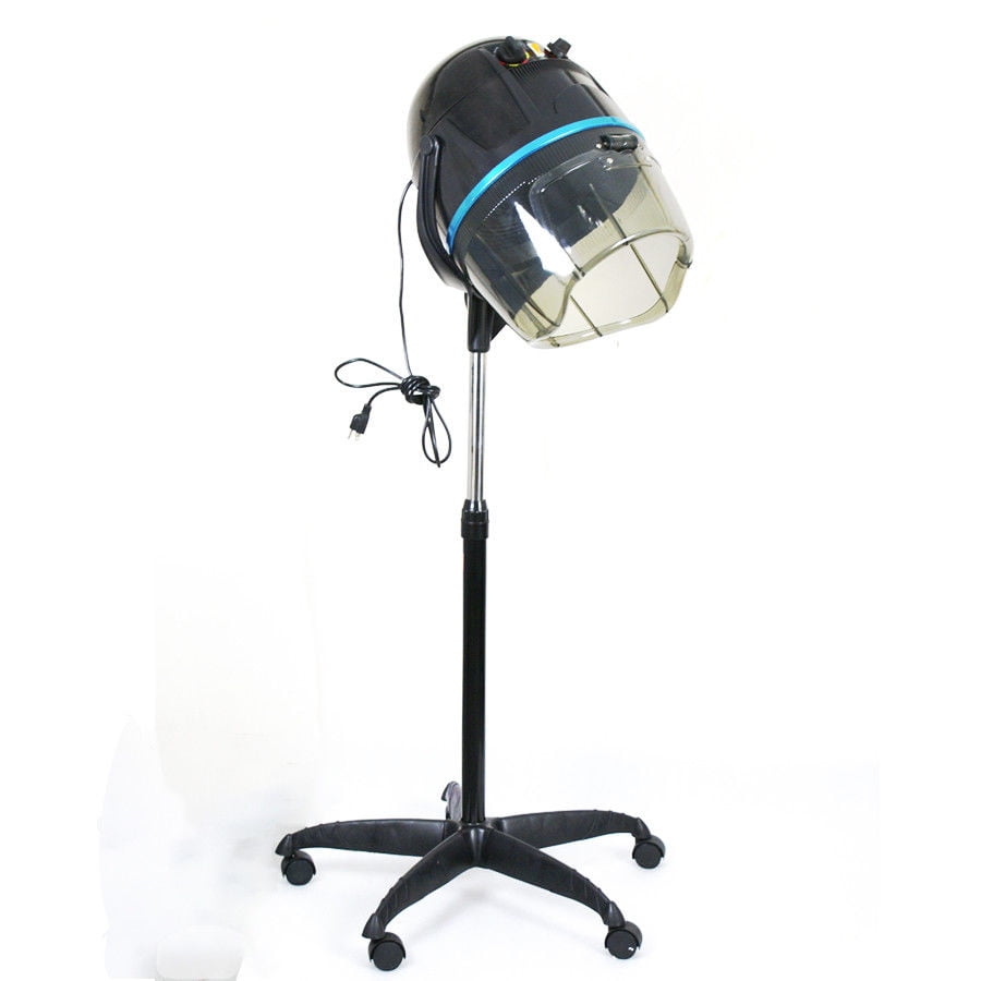 Preenex Professional Adjustable Hooded Stand Up Rolling Base with Wheels  Salon Equipment Bonnet Hair Dryer, 1000 Watts, Black 