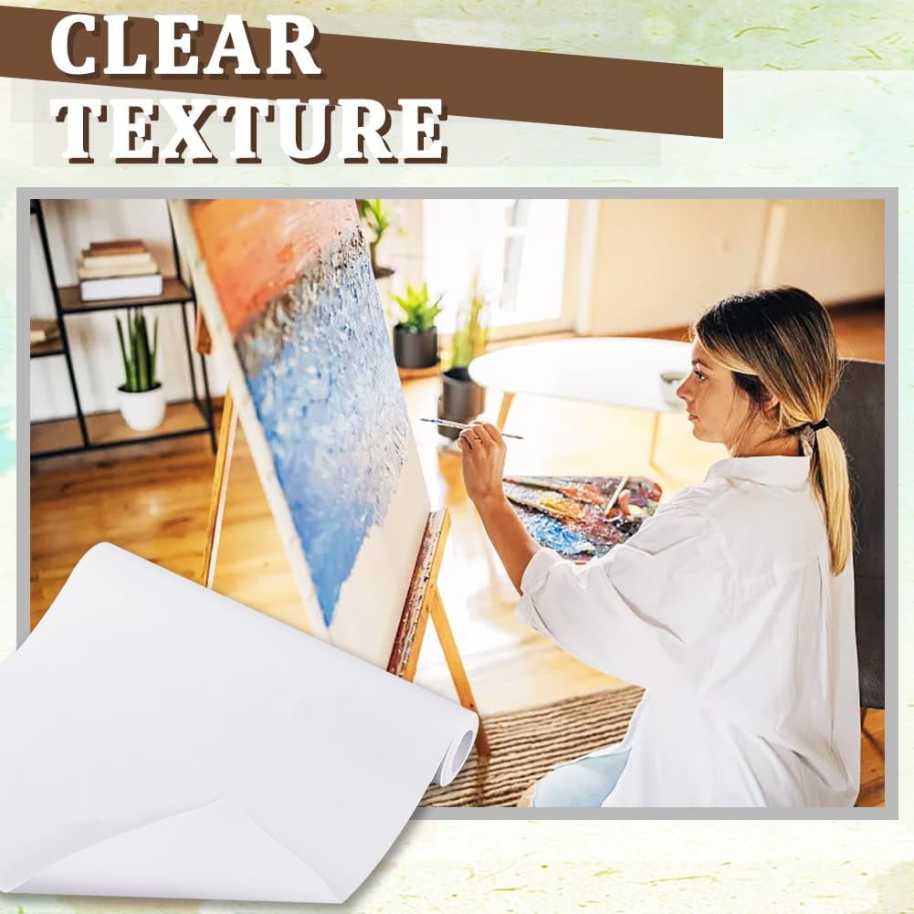14.7 Inch x 5.5 Yards Double Primed Cotton Canvas White Canvas Roll 0.3mm Thick Cotton Canvas Roll for Painting Double Primed Gesso Canvas Paper for Oil and Acrylic Paint Art Projects DIY