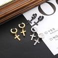 thumbnail image 4 of MINKUROW 3 Pairs Stainless Steel Hoop Earrings with Cross for Men Women,Silver+Gold+Black, 4 of 7